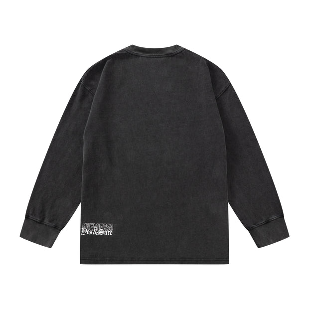 A must-have for the street! Retro artistic black classic long-sleeved T-shirt