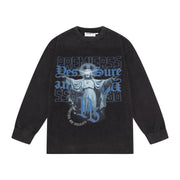 A must-have for the street! Retro artistic black classic long-sleeved T-shirt