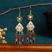 Elegant ethnic jewelry retro tassel gold-plated earrings