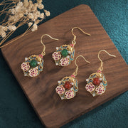 Exquisite floral enamel retro style earrings