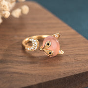 Exquisite and cute fox-shaped real gold plating Ring