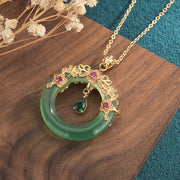 Elegant Flower Green Jade Pendant Necklace