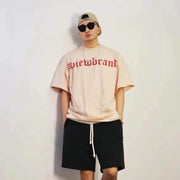 S.view 22S/S Gothic Logo Brand Letter Print Short Sleeve Street Hip Hop Crewneck Loose T-Shirt