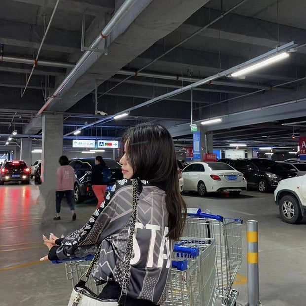 Sview Casper's long-sleeved street hip-hop casual soccer jersey with the same STAFF LOGO letter reflective print