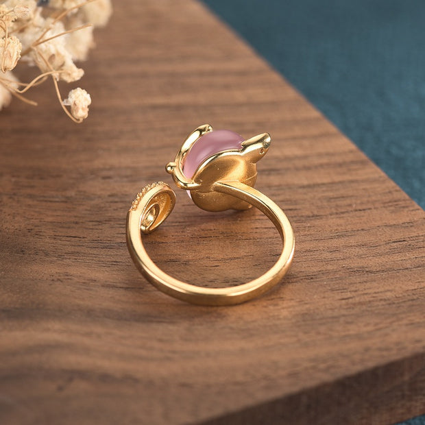 Exquisite and cute fox-shaped real gold plating Ring