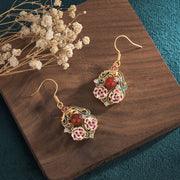 Exquisite floral enamel retro style earrings