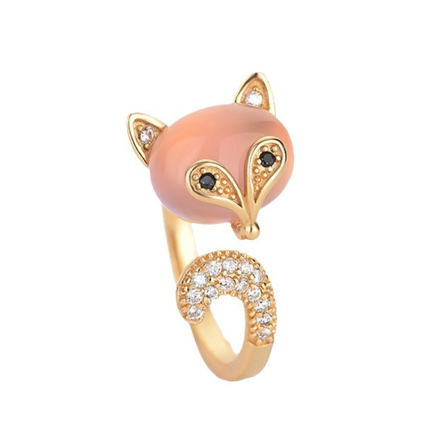 Exquisite and cute fox-shaped real gold plating Ring