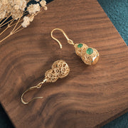 Real gold-plated gourd pendant and earrings set - elegant and auspicious craftsmanship