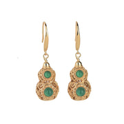 Real gold-plated gourd pendant and earrings set - elegant and auspicious craftsmanship