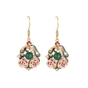 Exquisite floral enamel retro style earrings