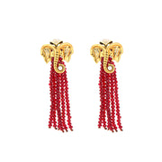 Gold Elephant Tassel Earrings