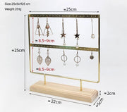 Elegant Brass Solid Wood Earring Storage Displayer