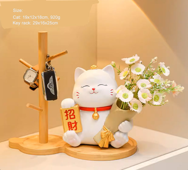 Lucky Cat Entrance Key Storage Ornament