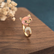 Exquisite and cute fox-shaped real gold plating Ring