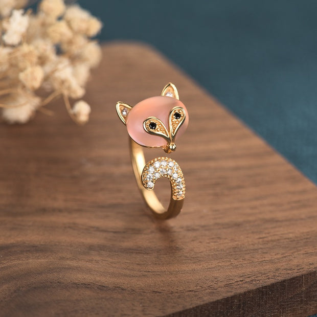 Exquisite and cute fox-shaped real gold plating Ring