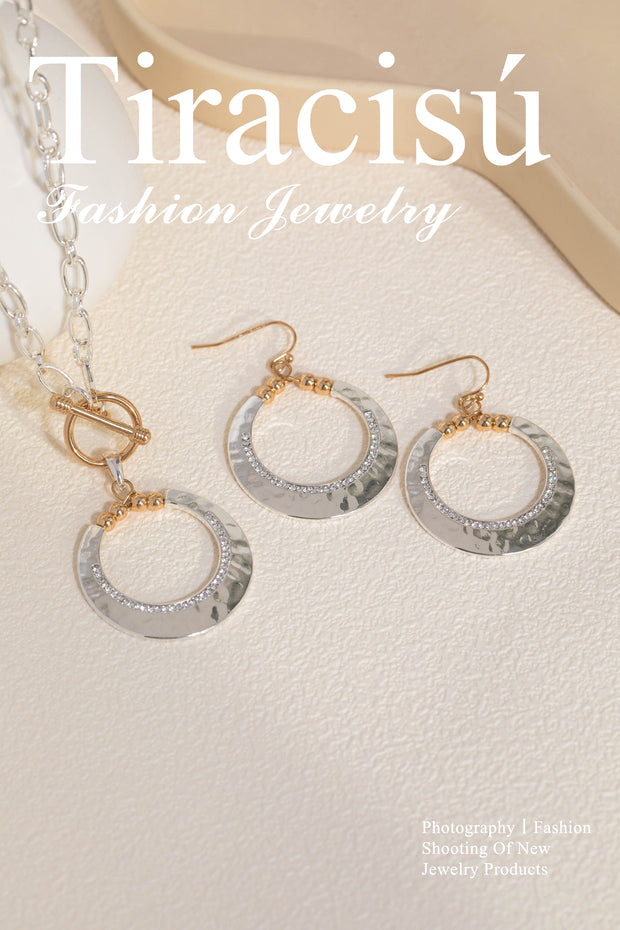 Minimalist Sun River Hoop Earrings and Necklace Set