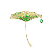 Green Leaf Fairy Lotus Leaf Brooch