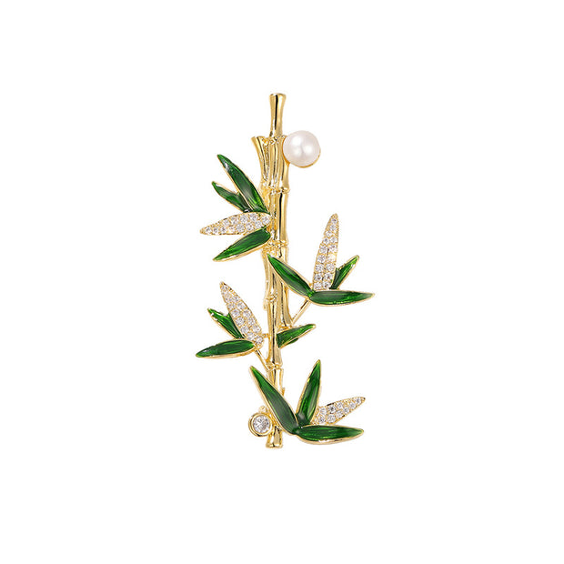 Exquisite bamboo pearl brooch - an oriental elegant embellishment