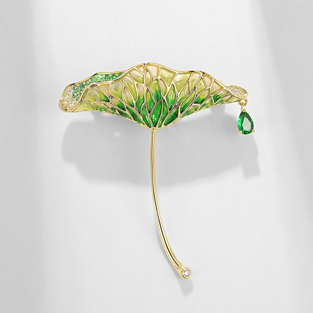 Green Leaf Fairy Lotus Leaf Brooch