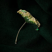 Green Leaf Fairy Lotus Leaf Brooch