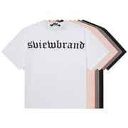 S.view 22S/S Gothic Logo Brand Letter Print Short Sleeve Street Hip Hop Crewneck Loose T-Shirt