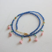 Blue Beaded Tassel Clavicle Necklace