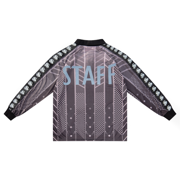 Sview Casper's long-sleeved street hip-hop casual soccer jersey with the same STAFF LOGO letter reflective print