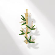 Exquisite bamboo pearl brooch - an oriental elegant embellishment