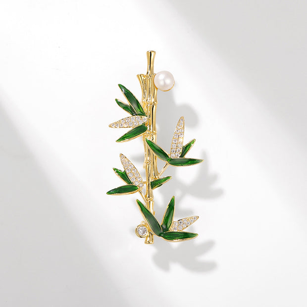 Exquisite bamboo pearl brooch - an oriental elegant embellishment