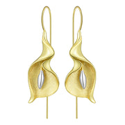 Elegant Calla Lily Drop Earrings in Gold and Silver