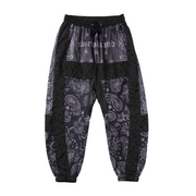 S.view matching cashew flower print burst crack reflective panel sweatpants loose mid-rise trousers