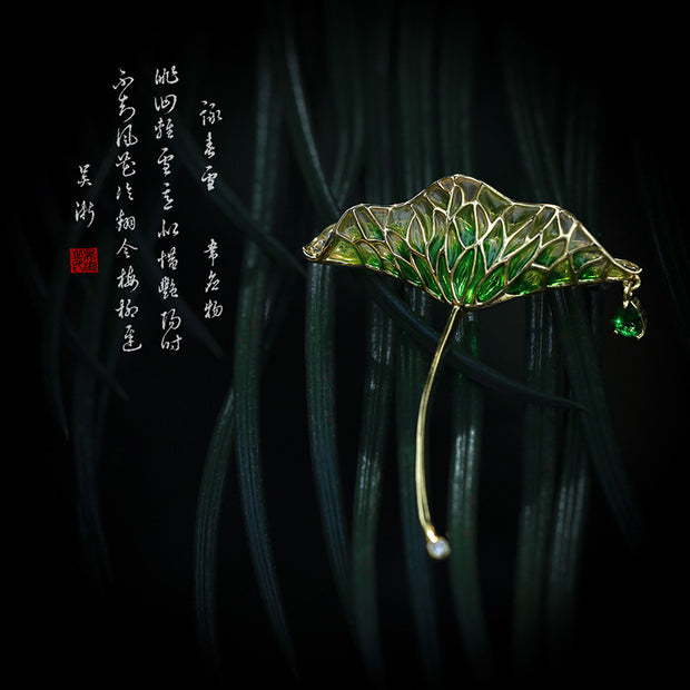 Green Leaf Fairy Lotus Leaf Brooch