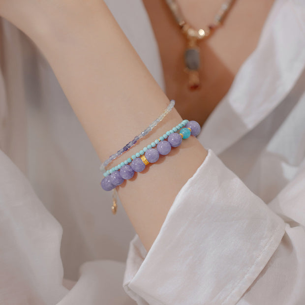 Purple and turquoise romantic combination bracelet - a fusion of nature and art