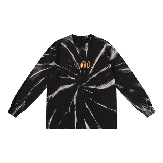 S.view 21A W embroidered logo tie-dye cotton autumn and winter street fashion brand hip hop loose crew neck long sleeve T-shirt