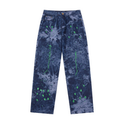 S.view 21SS Creative Tie-Dye Splash Print Jeans Street Popular Mid-rise Zip-Up Straight-leg Trousers