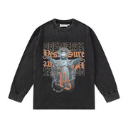 A must-have for the street! Retro artistic black classic long-sleeved T-shirt