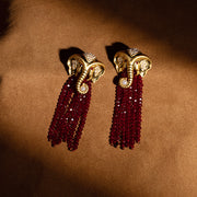 Gold Elephant Tassel Earrings