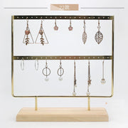 Elegant Brass Solid Wood Earring Storage Displayer