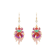 Antique Handmade Enamel Goldfish Earrings - Tiracisu