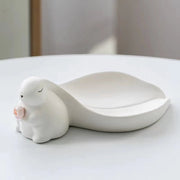 Big - eared cute ceramic rabbit soap box - Tiracisu