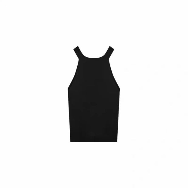 Black knitted halter neck sexy tank top - Tiracisu