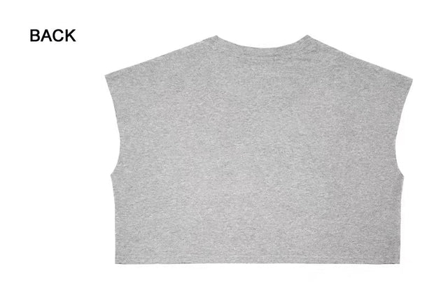 Cool Jazz Dance Navel - baring gray sleeveless loose crop top - Tiracisu