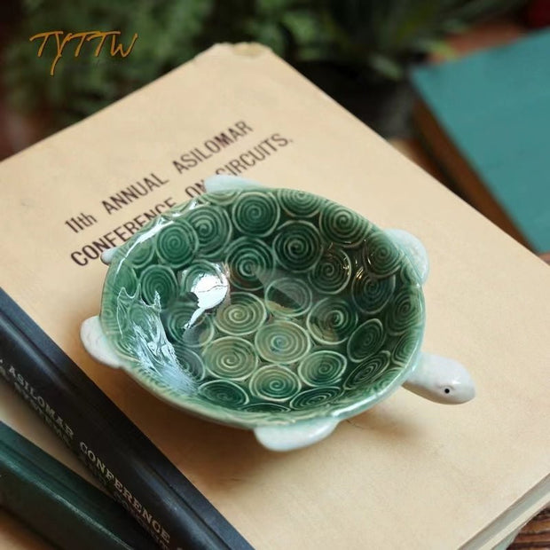 Cute colorful glazed ceramic ornaments, small turtle basin, key candy dish, ashtray, home decorations, crafts - Tiracisu