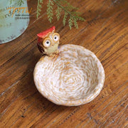 Cute owl ceramic plate, decoration, nut plate, key basin, soap box, ashtray, desktop ornaments - Tiracisu