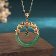 Elegant Flower Green Jade Pendant Necklace - Tiracisu