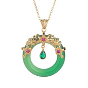Elegant Flower Green Jade Pendant Necklace - Tiracisu