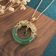 Elegant Flower Green Jade Pendant Necklace - Tiracisu