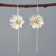 Elegant sterling silver petal long earrings - Tiracisu