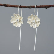 Elegant sterling silver petal long earrings - Tiracisu