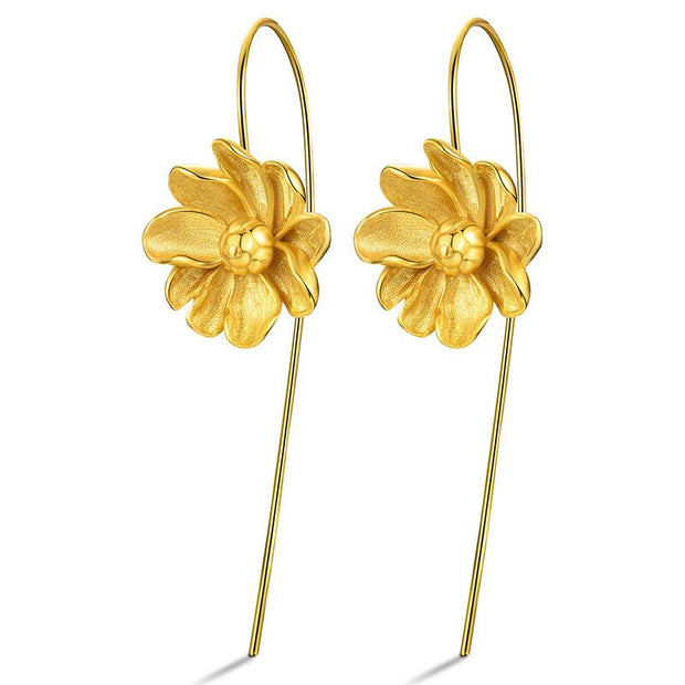 Elegant sterling silver petal long earrings - Tiracisu